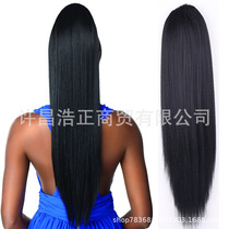 European and American chemical fiber wig womens long straight hair tail African cross-border ponytail straight hair ponytail
