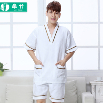 Pure cotton waffle steaming clothes Mens large size yukata womens sauna clothes white thickening beauty home clothes