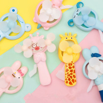 Shake the same cartoon hand pressure hand crank small fan student portable hand-held manual small net red children's fan