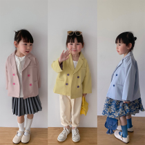 Girls  small suit 2021 baby spring and autumn new childrens Korean version of the foreign style top pink spring suit jacket
