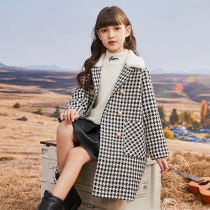 Girl child Child Great Clothes Autumn Winter Clothing 2021 New Plaid Ocean Gas Winter Great Children Mid-Length Fur Coats Children Clothes