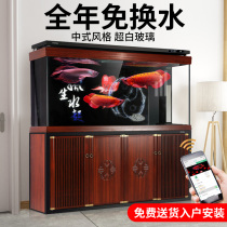 Sensen large ultra-white fish tank living room bottom filter ecological aquarium 1 5 1 8 meters Chinese Dragon tank free water HST