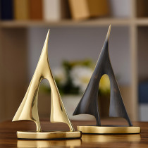Smooth sailing boat ornaments copper living room office leader light luxury high-end bookcase desktop decorations crafts