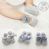 Baby socks spring and autumn thin cotton non-slip 0-3-6-12 months newborn baby Princess wind floor socks