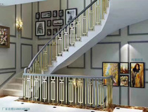 Villa staircase brushed copper handrail hotel clubhouse luxury indoor custom guardrail double room Chinese balcony railing