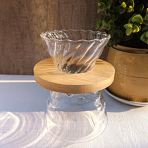 Hand punch set universal wooden tray V60 coffee glass filter cup filter funnel heat-resistant coffee pot filter paper sharing pot