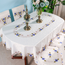 Long oval dining table tablecloth tea table cloth fabric light luxury Nordic style chair cover chair cushion set oval tablecloth