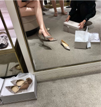 2022 spring and summer new pointed bright sheet thin heel high heel champagne Penang and Korean version of the thin womens shoe wave