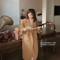 Mushroom Mushroom (3th generation black label cashmere Tang Jing) classic loose casual long double-sided woolen coat