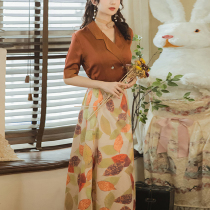 Fashion suit womens summer 2021 new foreign style retro shirt skirt age-reducing temperament casual two-piece set