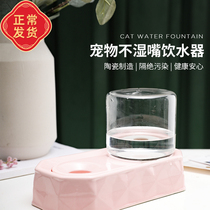 Pegg small cat ceramic pet not wet mouth water dispenser small mouth large face kitty water bowl Automatic water 600ml