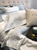 Light extravagant 120 long suede cotton splicing for four sets high-end embroidered pure cotton quilt cover bed linen bedding