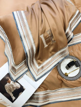 High end 100 Lanca Fine Sky Silk Four Sets Light Lavish Letters Embroidered Quilt Cover Cool Feeling Naked Sleep Spring Summer Bed Supplies