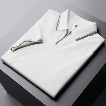 A D Hepburn light luxury summer thin section soft skin-friendly small collar polo shirt mens short-sleeved slim lapel t-shirt