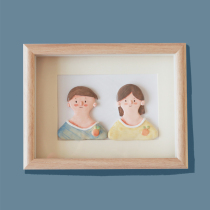 Xilan handmade clay soft pottery photo frame Photo doll Q version of the couples best friend real wedding custom gift