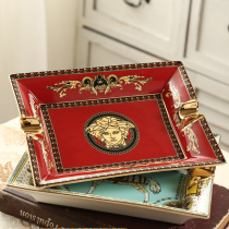 European cigar ashtray luxury ceramic rectangular large creative study Hotel personality ashtray gold edge non-slip