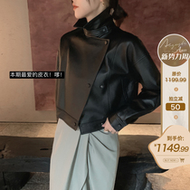 ASM ANNA ◆ Funk small leather jacket ~ foreign-Air buckle small lapel short sheepskin jacket jacket women spring and autumn