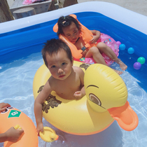 Thickened yellow duck swimming ring lifebuoy seat seat inflatable yacht Water childrens baby swimming pool toy