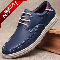 Foreign trade mens shoes new leather sports shoes low-top board shoes tide casual leather shoes round tie-up cowhide single shoes Europe and America