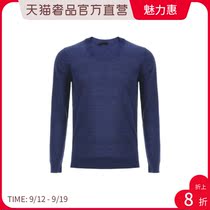 LIU · JO UOMO blue round neck pure wool exquisite atmosphere light and thin interior-mens sweater