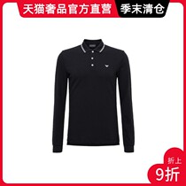 EMPORIO ARMANI MULTICOLOR COTTON STRIPED LAPEL EAGLE LOGO PATTERN CASUAL MENs LONG SLEEVE POLO SHIRT ARMANI