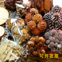 (Natural dried fruit leaves) pine cones ACORN wood twigs kindergarten handmade DIY retro window decorations