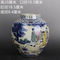 Mingia Jingqing Flower Hopper Color Bamboo Forest Seven Xian Characters Jars Hand Imitation Ancient Goods Porcelain Home Swing Pieces Ancient Play Collection