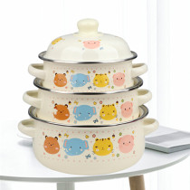 Enamel pot three-piece pot pot small soup pot instant noodle pot pot double ear pot single small hot pot milk pot