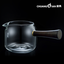 Creative heat-resistant glass side put the road Cup kung fu tea set Tea sea thickened small number tea cup male Cup wooden handle male Cup