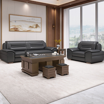 Business Office Sofa Modern Briefing Room Lounge Lounge Genuine Leather Office Meeting Sofa Tea Table Combinations