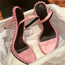 Elegant with Elegant Pink Heels summer 2021 New transparent Toes With Aw Water Drill Sandal Women Fine Heel