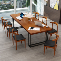 Simple modern solid wood conference table long table designer desk creative big board table negotiation table training table chair