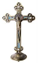 Finely carved pearl inlaid with a plum head with an alloy cross