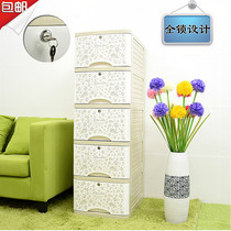 Thickened drawer type storage cabinet baby wardrobe assembly multi-layer cabinet finishing plastic storage cabinet