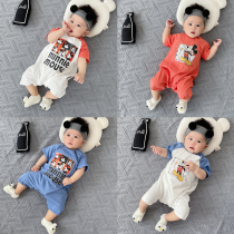  Net red baby one-piece summer pure cotton thin summer clothes for men and women baby summer clothes cute super cute 3 months 6