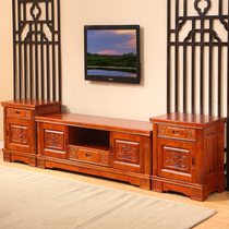 New Chinese camphor wood Wood TV cabinet living room simple modern furniture log wood Tenon high and low combination cabinet