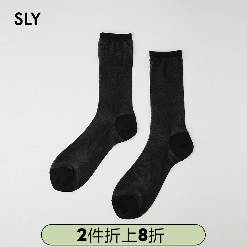 SLY Springs new solid translucent translucent semi-high stockings 030CAZ56-4180