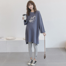 Pregnant women T-shirt long sleeve cotton top pregnant women autumn suit fashion Korean loose spring and autumn bottoming dress tide