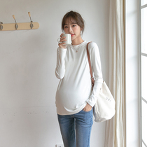 Simple slim long sleeve T-shirt ~ maternity clothing Spring and Autumn New Korean elastic thin fashion tide mother bottom clothes