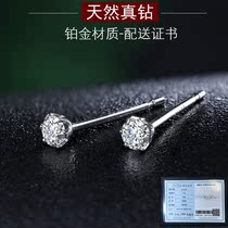 Natural South African real diamond pure platinum 18K gold earrings mini mens and womens single six claws 5 Points 25 points rose gold