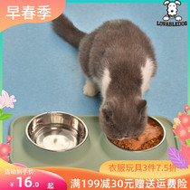 Cat Bowl Care Neck Double Bowl Cat Rice Bowl Cat Food Bowl Stainless Steel Dog Bowl Anti-Leaking Dog Feeding Bowl Pet Supplies