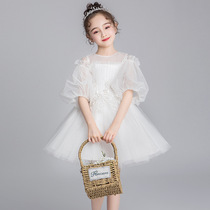 Girl Evening Gown Princess Dresses Princess Dress Fluffy Little Girl Flowers Child Wedding presenter Piano Plays Out of Noble Ocean Qi