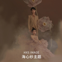 2021 French photo studio photo theme light wedding dress couple photo color gauze trustling theme wedding dress