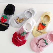 Socks Children Cotton Boat Socks Silicone Anti Slip Crystal Socks Ins Tide Cute Wind Invisible Fiberglass Summer Thin Socks