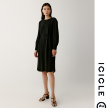 (Heavy Silk) ICICLE Womens Spring 2022 New Heavy Joe Long Sleeve Round Hem Dress