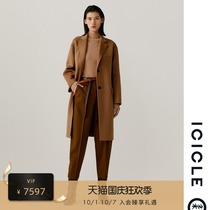ICICLE of grass women 21 autumn and winter new silk wool double-sided cocoon coat 1212D2077001