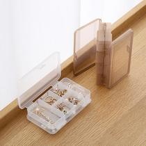 Simple double-layer 10-grid jewelry storage box with lid plastic transparent jewelry box thick hanging storage small box