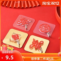 Shengshi carnival red festive hook home wall door and window glass strong adhesive hook new year festival decoration
