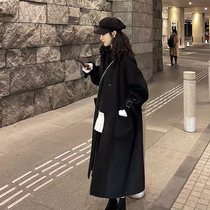 Autumn and winter 2021 large size woolen coat female fat sister mm woolen coat medium long Hepburn wind small man