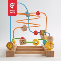 LucyLeo young childrens educational beaded wooden toys 1-2 years old 3 baby boys and girls track around the Bead Maze